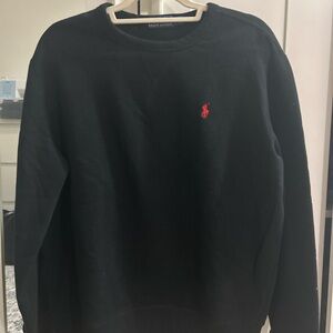 Polo by Ralph Lauren Black Crewneck Sweatshirt with Red Pony